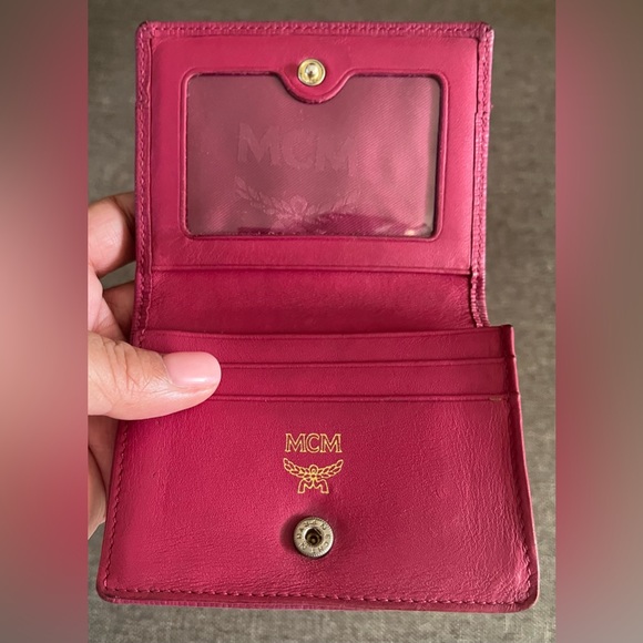 MCM Leather Studded Compact Card Wallet, Beautiful Pink Fucshia Color! 🩷🩷 - Picture 8 of 11